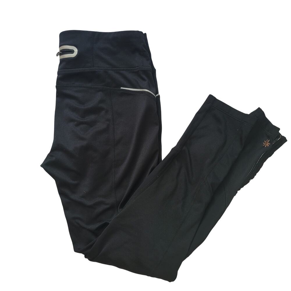 Athleta S Chaturanga Black Crop Leggings Stretch Athletic Athleisure Pockets